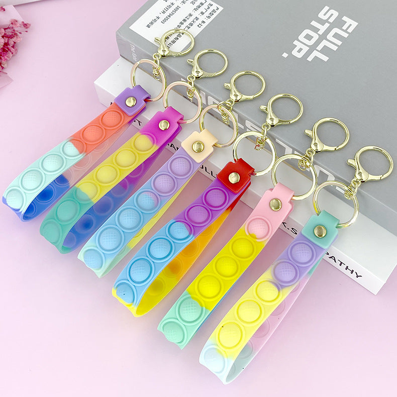 Wholesale PVC Rainbow Fruit Decompression Frozen Leather Rope Keychain